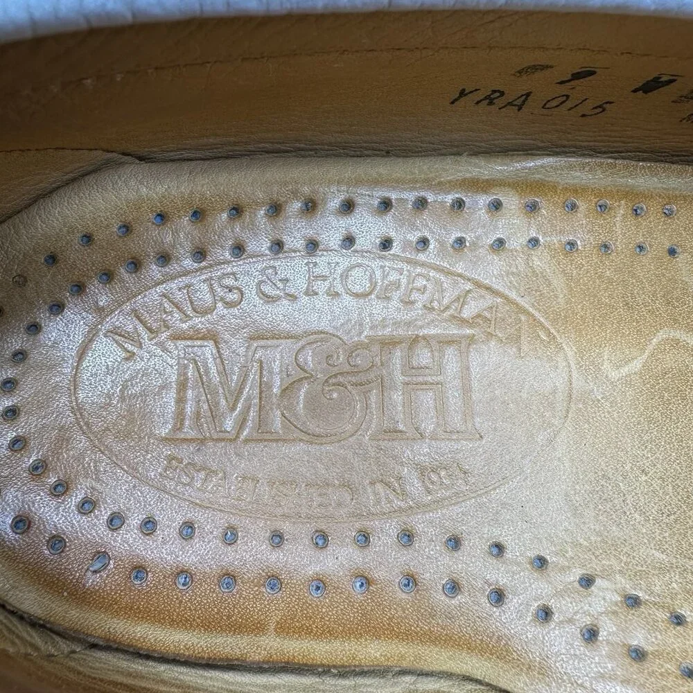 Maus & Hoffman 3196 Mens 9 (W) Tasseled White Leather Loafers Slip On Boat Shoes